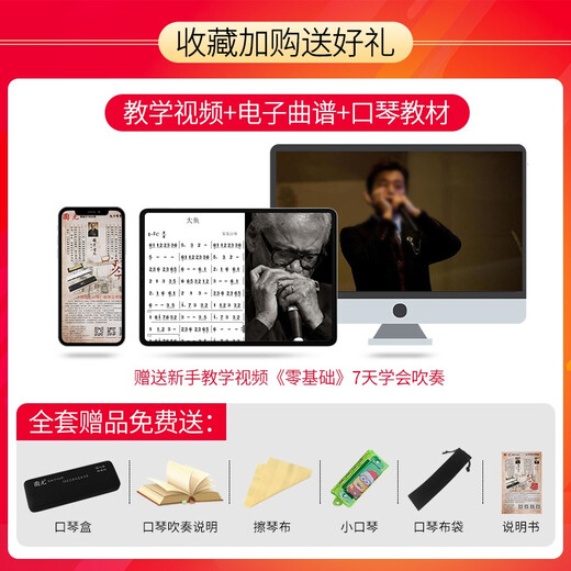 Guoguang harmonica Japan imported gong 28 hole professional performance-level high-end flagship polyphonic C-key middle-aged and elderly adult 24 stress harmonica beginner introductory instrument [Performance level] 28 hole polyphonic C-key matte black + gift