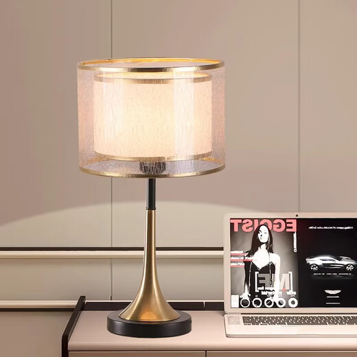 JOICO Swiss brand post-modern light luxury table lamp bedside bedroom warm creative fashionable fabric bedside lamp decorative lamp gold cover 5 watt warm light