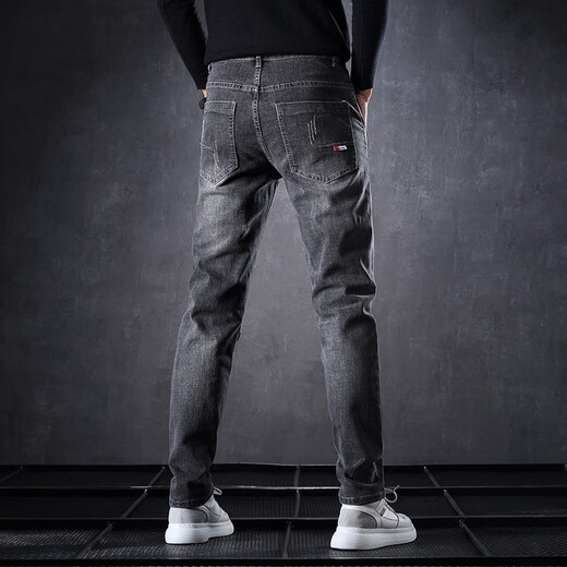 Aemape Jeans Herren Frühling und Sommer neue lässige lange Hosen Herrener locker dicker Stil Vielseitig 606 Grau + 653 Grau 28