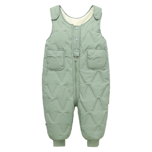 Disney children's overalls for boys and girls in autumn and winter all-in-one velvet cotton pants for babies with open gear for children and infants thickened outer pants pink velvet thickened 80