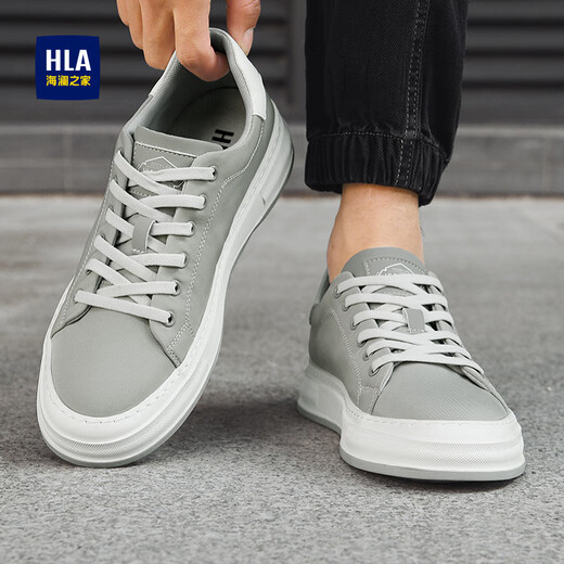 HaiLan Home HLA men's shoes spring new canvas shoes versatile men's casual shoes low top breathable shoes men's soft sole comfortable shoes men's gray 40 (sports size)