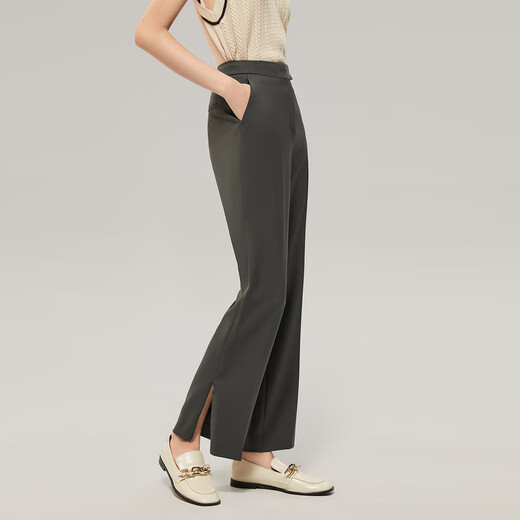 OVV Autumn and Winter Hot Sale Women's Wool Blended Draped Silhouette Boot Suit Suit Pants Green Gray C1 M