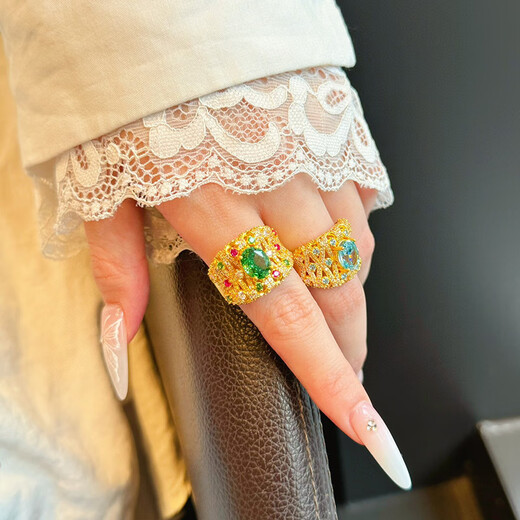 Baishi Qichang Pure Gold 999 Brilliant Galaxy Gold Ring 5D Hydrogen-free Premium Inlaid No Ring Opening Adjustable Two Colors Available Net Gold Weight Approximately 5 Grams (Live)