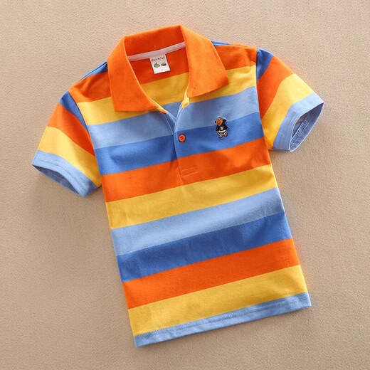 Ropa para niños Camiseta de manga corta Camiseta de verano para niños Camiseta de rayas de solapa de solapa infantil de manga intermedia