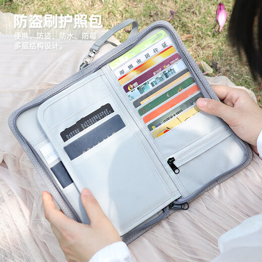Clcey Cepillado antirrobo Pasaporte simple Almacenamiento de viajes Certificado en el extranjero Billetera Ticket Air Tarjeta multifunción Bolsa de identificación para hombres