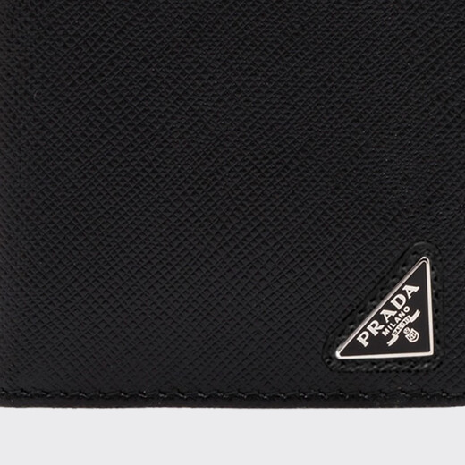 PRADA/普拉达【礼物】男士三角形徽标饰Saffiano牛皮革卡片夹 黑色