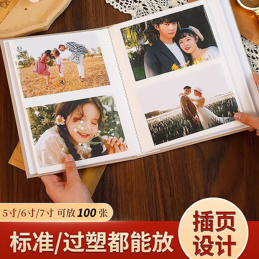 Siyicai Reise-Familien-Souveniralbum mit großem Fassungsvermögen, interstitielles Kinderfotoalbum, Babyfotoalbum, Wachstumsrekordalbum (6 Zoll Kunststoff, 100 Fotos) – Fotobuch „Frieden und Freude“.