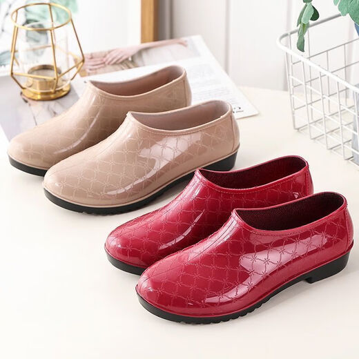 Qisiman vier Staffel Neue Low-Top-Regenstiefel für Frauenküche nicht rutschfeste wasserdichte Schuhe für Frauen Erwachsener kurzer Röhrchen weicher Gummischuhe warmer Schuhabdeckung Einzelschuhe [Dunkelgrün] Einen Größe kleiner 36