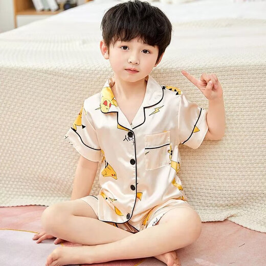 Disney Sommer Kurzärärmelte Kinderpyjamas Eisseide Dünne Sommerjunge Seiden kleines Mädchen Baby Cartoon Home Anzug 681 Mädchen 170 Größe 8 Empfohlene Höhe 90-105 cm