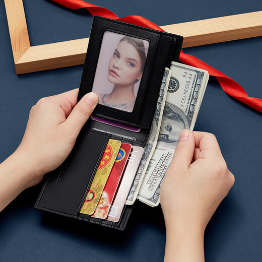 MashaLanti Cartera para Hombre Cartera Corta con Ranuras para múltiples Tarjetas Monedero para Hombre Fino y de Gran Capacidad Tarjetero para Documentos de Negocios Regalo de cumpleaños Gris Oscuro