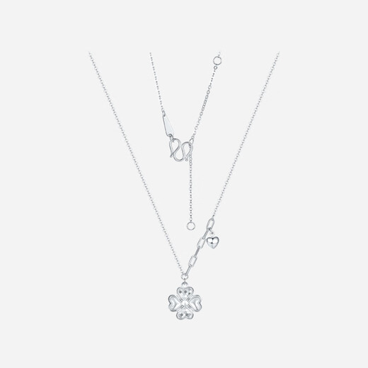 Saturday Fortune (ZLF) PT950 platinum necklace for women, platinum car flower, lucky four-leaf clover chain pendant for girlfriend 40+5cm-3.55g