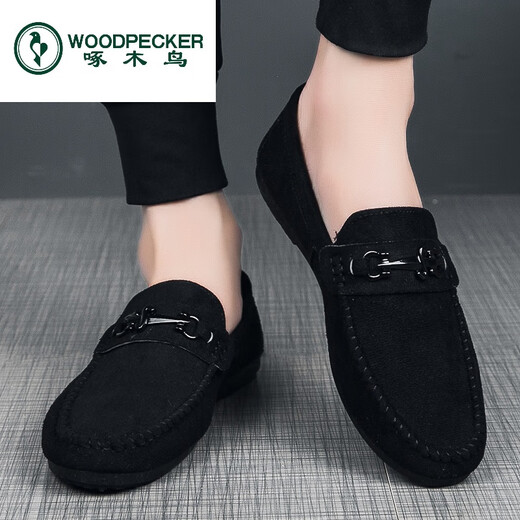 
Woodpecker men's shoes 2024 new summer breathable casual canvas bean shoes driving lazy versatile odor-proof cloth shoes black [D882] 39