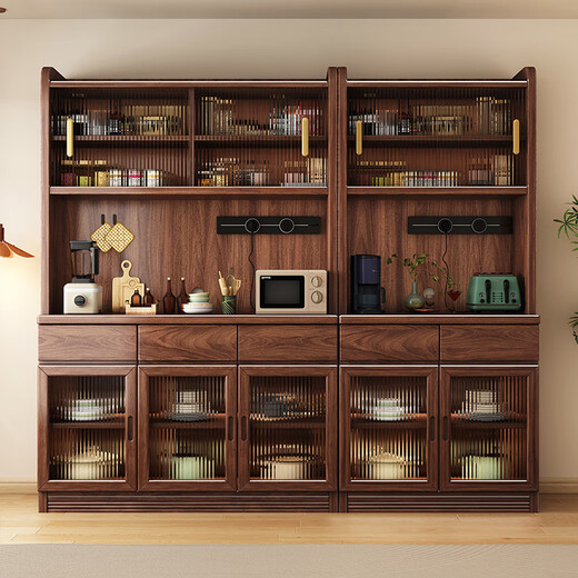 Toxiaomuwo Batteur noir noyer mur intégré à vin intégré en bois massif armoire de rangement multi-fonction