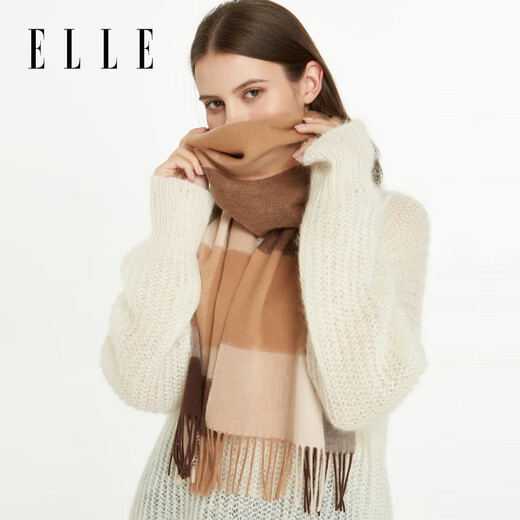 Elle [caja de regalo] Bufanda de lana pura para otoño e invierno para mujeres, chales cálidos para regalos de cumpleaños de madres para ancianos, festival de mitad