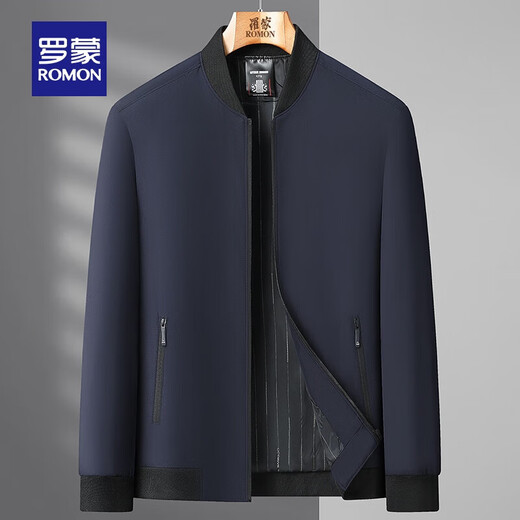 ROMON baseball collar casual business jacket men's autumn and winter new short versatile cadre jacket for young and middle-aged people Navy blue 3XL (190) Recommended 150-170 Jin Jin equals 0.5 kg
