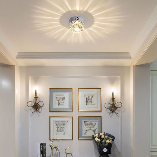 Vinoa downlight spotlight embedded three-color crystal aisle light corridor light simple entrance hall light creative living room entrance winter melon 3W warm light concealed / opening between 5-9 cm