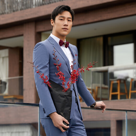 雅戈尔【性价比羊毛】西服男春季单西男士高端修身西装礼服外套商务休闲 【舒适羊毛】灰蓝 175/92A