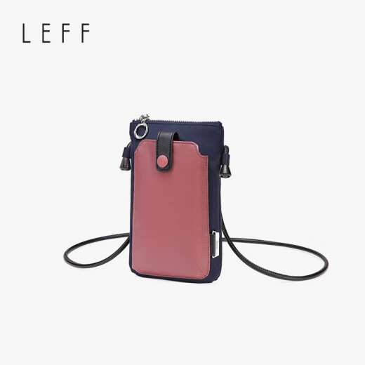 Leif Fashion Women's Bag Mini Vertical Mobile Phone Bag Crossbody Bag Contrast Color Nylon Fabric Trendy Shoulder Bag Dark Blue Pink