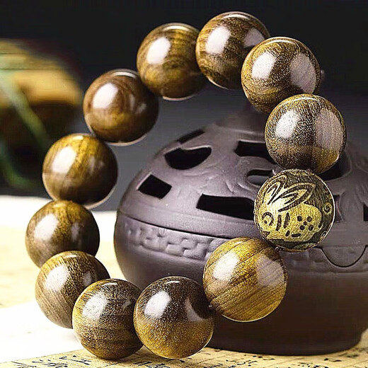 仙引金丝楠木手串把件文玩男士佛珠女手链阴沉乌木 小叶桢楠12mm