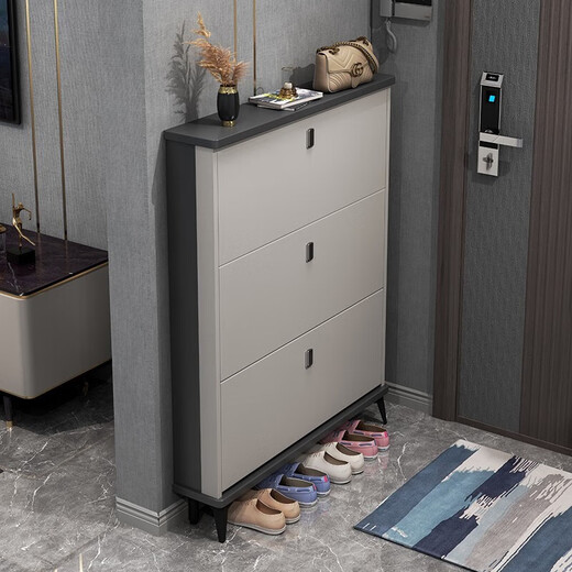 Magnificent shoe cabinet ultra-thin 17cm entry door home entrance multi-layer door large-capacity tipping bucket storage shoe rack gray 50 long * 17 thick * 118 shoes can be placed at the bottom
