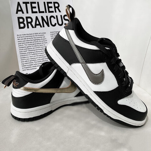 耐克（NIKE）板鞋女鞋2025新款夏季Dunk Low低帮轻便运动鞋时尚透气休闲鞋 DH9764-001黑白小熊猫金银勾 37.5