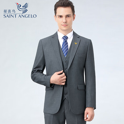 Angel Bird suit three-piece suit for men young and middle-aged groom wedding dress wool business suit 98-1826 black three-piece suit (back center slit) 56 190/