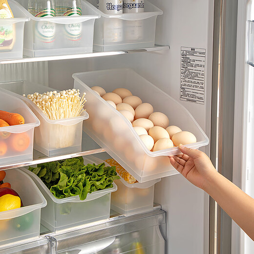 Yusenyi Egg Storage Box Fresh Box Drawer Refrigerator Storage and Organizing Vegetable and Fruit Storage Box Small Transparent * 2 Open Doors with Pulleys