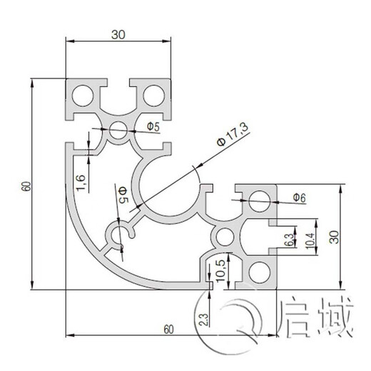 启域工业铝型材3030欧标铝合金型材30x30铝型材配件定制鱼缸架工作台 国标6630G