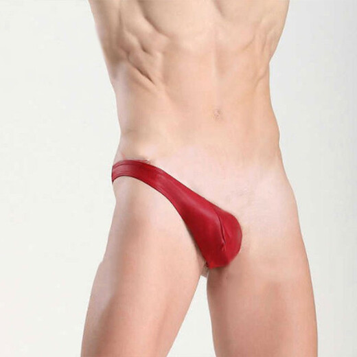 Sexy underwear men's thong hoop men's underwear sexy fully transparent T pants passion free nightclub style 1 red