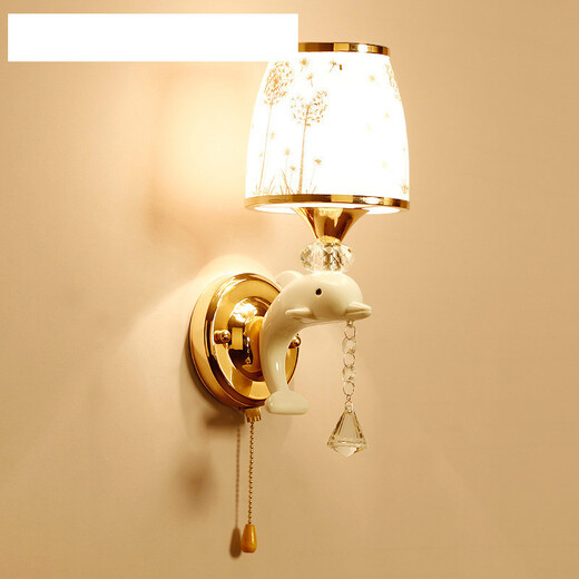 Wall lamp with built-in switch LED bedroom bedside lamp with pull switch modern simple balcony staircase living room aisle double-head wall lamp gray 6001-1 with pull switch