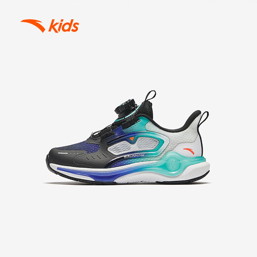 Anta-Kinder-Turnschuhe Mädchenschuhe Frühlingsknöpfe bequeme Mesh Spleißen Lingyun Laufschuhe [Jungen] Schwarz/Weiß/Blau/Grün 9903-2 25