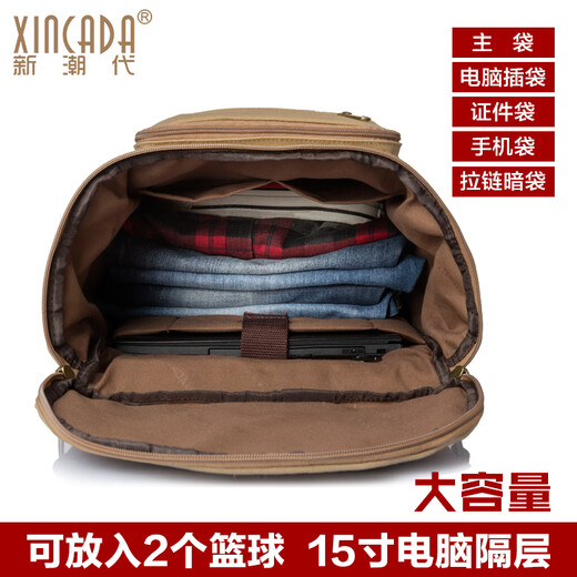 Trendy Generation Reisetasche Männer Sport im Freien Rucksack Freizeitcomputer Rucksack Retro Canvas Tasche Leichtes Kapazität Leichtes Herrenbeutel Khaki Rucksack