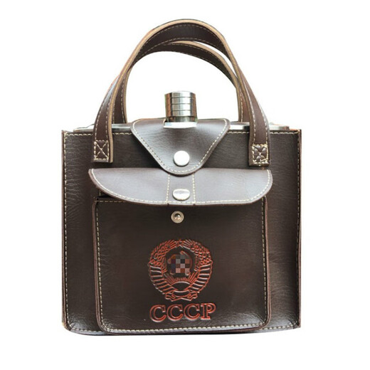 Stainless steel flat wine bottle 1 Jin Jin equals 0.5 kg 2 Jin Jin equals 0.5 kg 5 Jin Jin equals 0.5 kg 10 Jin Jin equals 0.5 kg Portable outdoor thickened liquor bottle household kettle mini 2 Jin Jin equals 0.5 kg With leather case with 2 wine glasses and 1 funnel