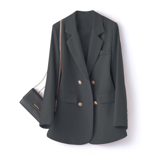 Guixuge casual small suit jacket for women 2023 spring and autumn new Korean style loose short suit women's business top black L (110-125Jin Jin equals 0.5kg)