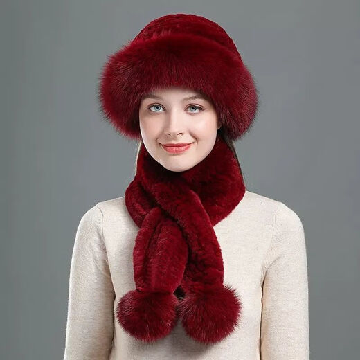 Hengyuanxiang chapeau féminin pour l'hiver chaud Fox Fox Hat de fourrure écharpe épaissie de la mère à la mode répulsif Rabbit fourrure haut chapeau automne et hiver kaki couleur élastique (chapeau simple)