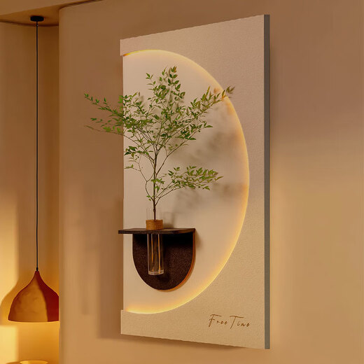 水培绿植奶油风玄关装饰画砂岩立体入户走廊过道挂画客厅墙壁灯画 40*80多层立体砂岩+玻璃花瓶+仿 14757常规款【不带灯】