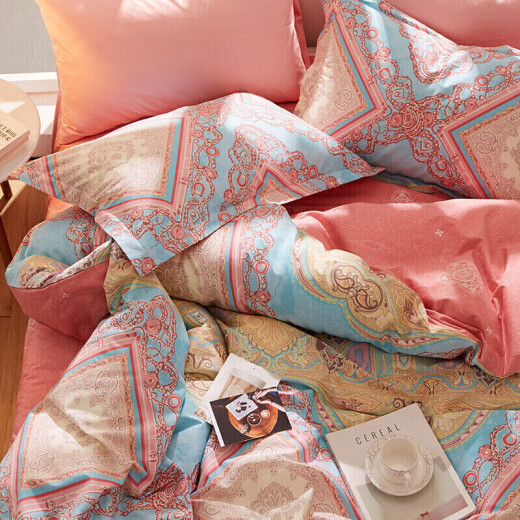 Boyang Home Textiles bed four-piece set pure cotton quilt cover sheets 100% cotton set ins style quilt cover bedding 1.8 meters bed