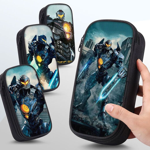 
North Family Pacific Rim Pencil Bag Mecha Stationery Sci-fi Boys Cool and Handsome Pencil Box Primary School Students Junior High School Students Multifunctional Stationery Bag Three-layer Canvas Pencil Bag Canvas Pencil Bag ZW9720