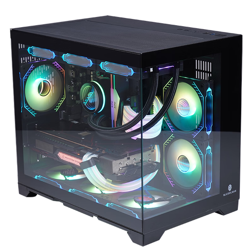 Wanjia Gu Yongzhi Schwarz Keine A-Säule + Prism RGB Sechs Lüfter + Fantasy 360 Wasserkühlung Sea View Room Case Desktop-Computer Hauptgehäuse M-ATX Motherboard/360 Wasserkühlung