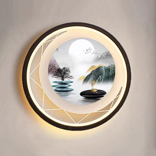 Yilin (yilin) wall lamp bedroom 2024 new living room background wall lamp high-end Chinese mural lamp creative decoration bedside lamp Jiahefugui-three-color dimming