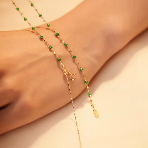 COASZE 18K gold baby's breath necklace, versatile enamel plain chain, classic versatile women's clavicle chain for wife and girlfriend. 18K gold enamel necklace, 45cm, about 2.1 grams