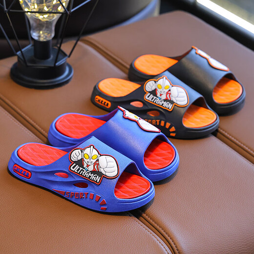 CHACEPOT Ultraman Ultraman Children's Sandals for Parents and Children New Summer Cartoon Soft Non-Slip Home Bath Bathroom Warehouse 6 Austrian 1680 Black Size 36-37 Inner Length 23cm Regular Size