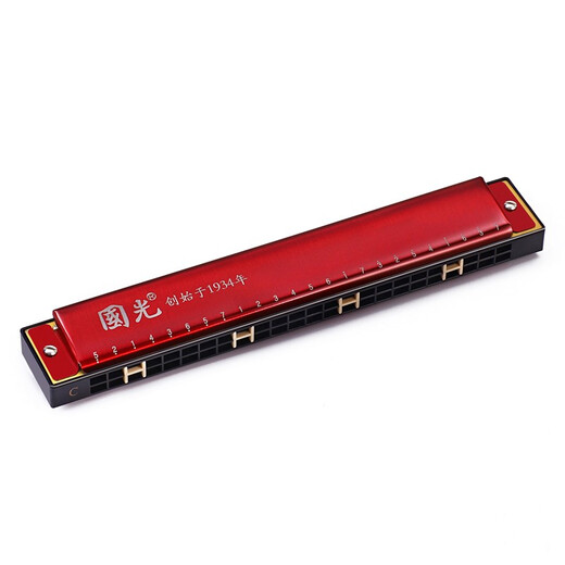 Guoguang Harmonic National Dream 24-hole polyphonic accent C-tune students beginners professional performance-level children's harmonica 24-hole C-tune [Commemorative red polyphonic] + Giveaway