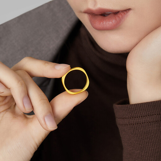 Lukfook Jewelry Pure Gold Love Square Ring Gold Ring Closed Ring Single Gift Price L07TBGR0006 No. 15-4.10g (including labor cost 201 yuan)