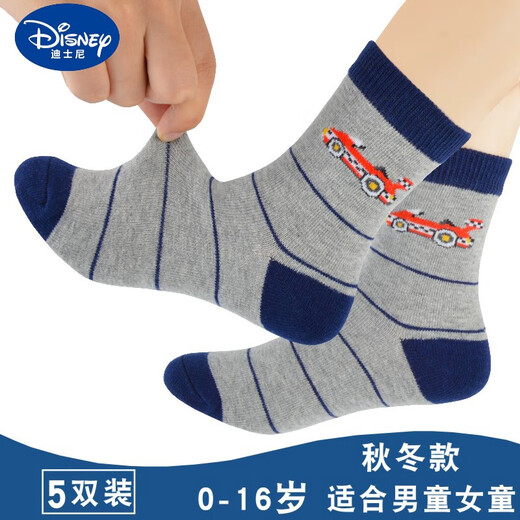 Детские носки Disney Pure Cotton осень и зимние утолщенные мальчики весна и осенний стиль толстый мягкий 1-14-летний мальчиков из хлопчатобумажных носков средние и большие дети 12 LR829 повседневные простые 5 пары 3-5 (размер обуви 24-27 размеров)