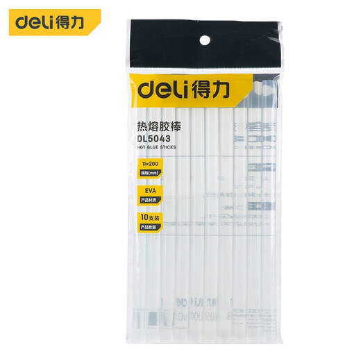 Deli hot melt glue stick 7/11mm household high viscosity plastic hot melt gun glue stick glue gun handmade stick glue strip hot melt glue strip transparent glue strip DL5043 hot melt glue stick 11*200MM (10 pieces/pack)