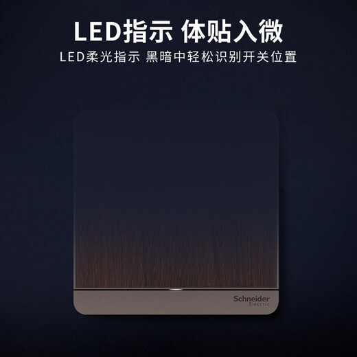 Schneider switch socket panel Yishang brown retro imitation solid wood material 86 type household wall power supply concealed with LED single open single control