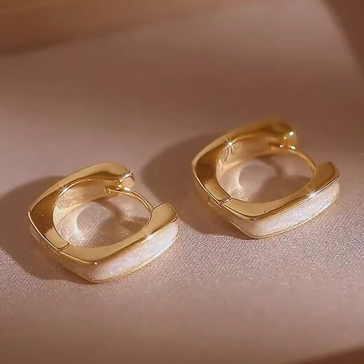 Yongjie Square Geometric Earrings Women's Trendy Light Luxurious Temperament High-end Niche Earrings Women's Earrings for Girlfriends Chinese Valentine's Day Gift Square Earrings Gold G228