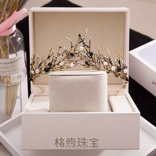 Crown tiara princess crown 18th birthday gift for best friend black female bride 88 SG-01-silver gift box gift box + raffia