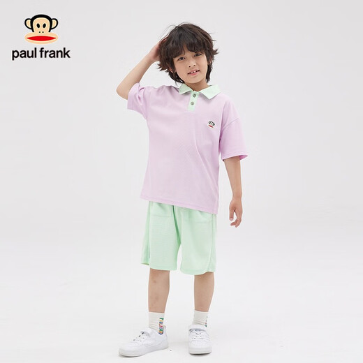 大嘴猴（paul frank）童装儿童套装2025夏季男女童休闲百搭简约中大童时尚套头两件套 黑色 140